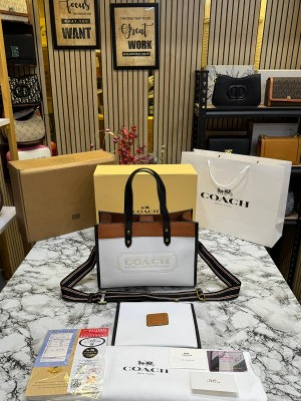 Coach_Field_Tote_Bag_Two_Tone_In_Colorblock_Signature_With_Double_Og_Box_And_DustBag_Including_CarryBag_(Brown)