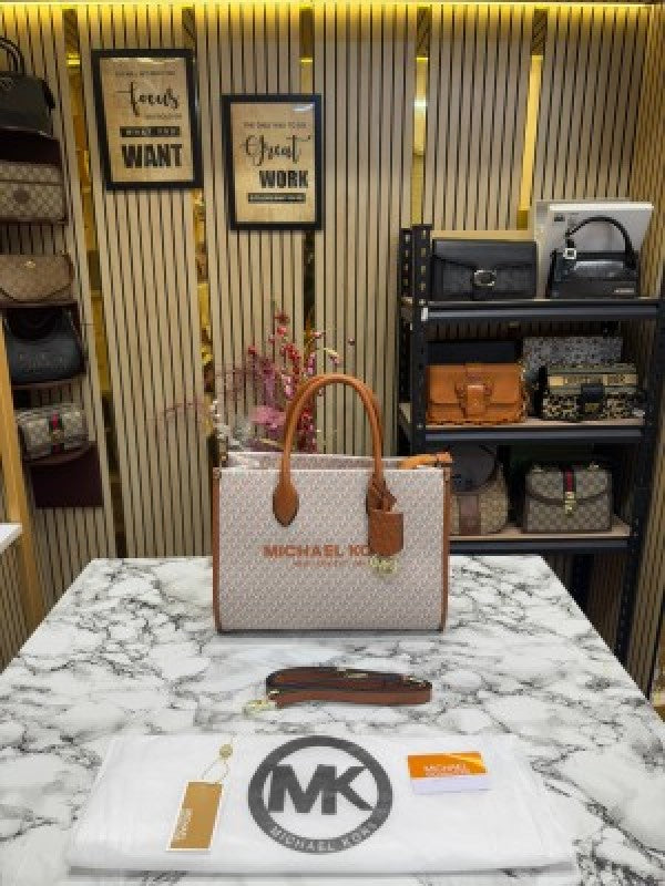 Michael_Kors Mirella Tote Bag With Dust Bag Including Card (Beige)